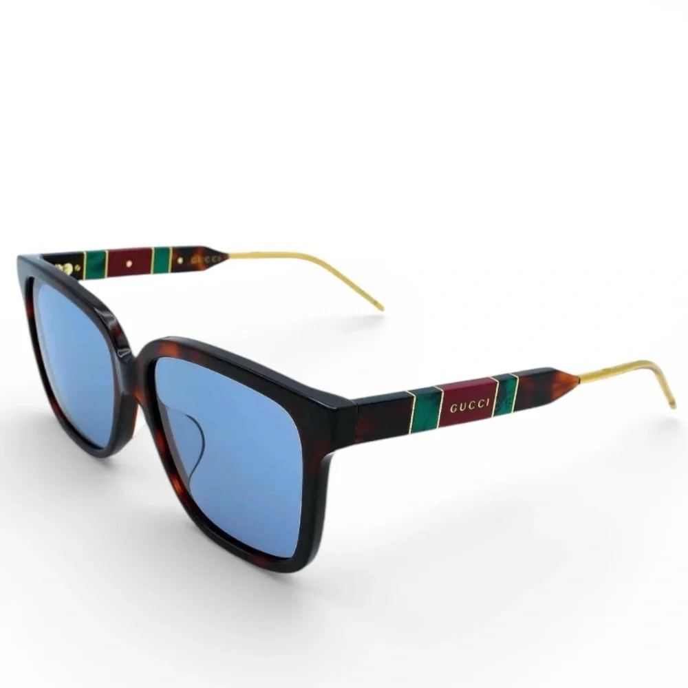 GUCCI Oversized Square Sunglasses Black Tortoise Shell Pearlescent Luxury NWT
